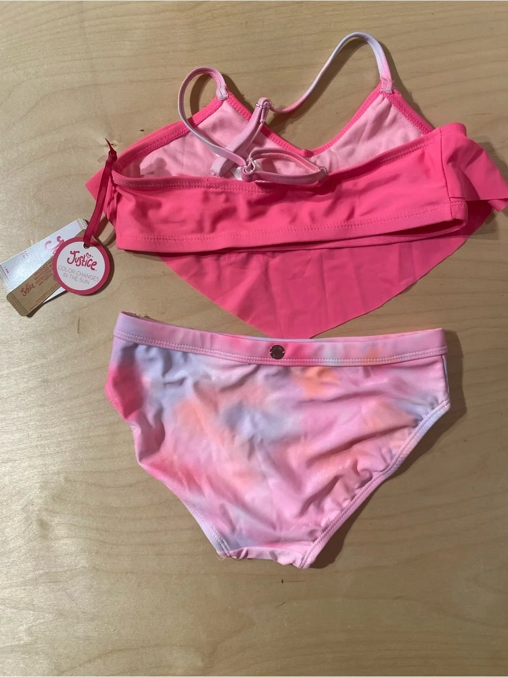 Justice Pink Girls Swim Set Top and Bottom 10 (RG)